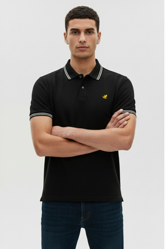 VANCY BLACK SOLID POLO T-SHIRT - 66438