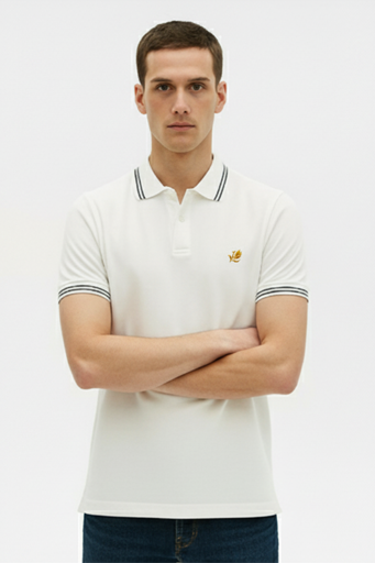 VANCY WHITE SOLID POLO T-SHIRT - 66435