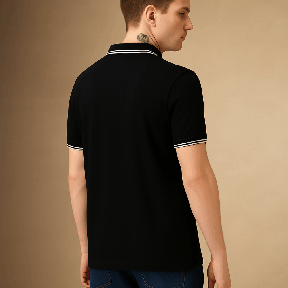 VANCY BLACK SOLID POLO T-SHIRT - 66438 - Image 5