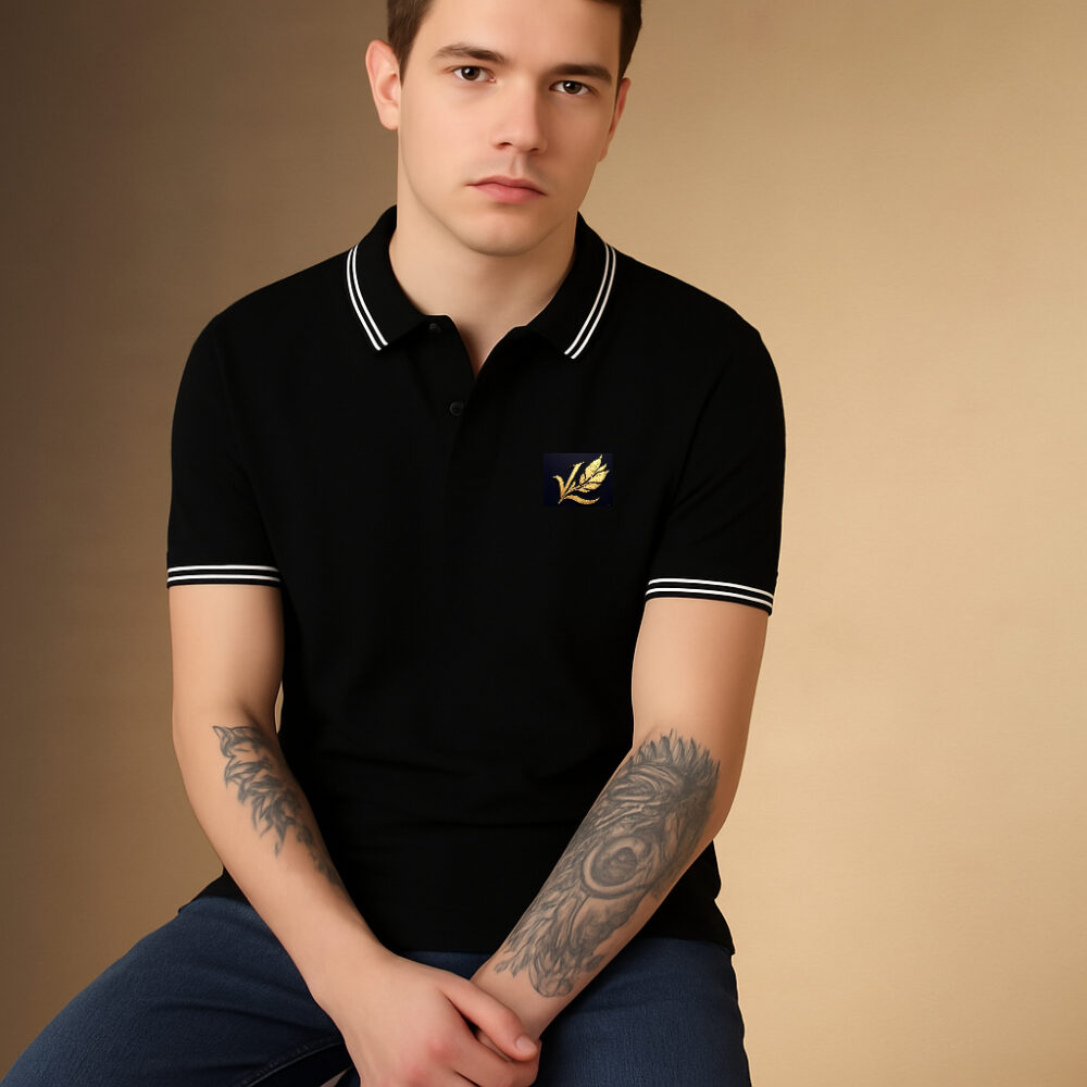 VANCY BLACK SOLID POLO T-SHIRT - 66438 - Image 2