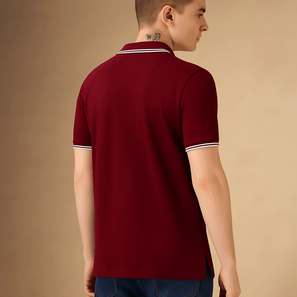 VANCY MAROON SOLID POLO T-SHIRT - 66437 - Image 2