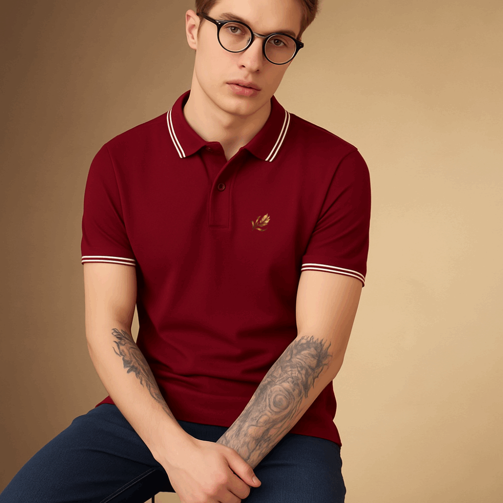 VANCY MAROON SOLID POLO T-SHIRT - 66437 - Image 4