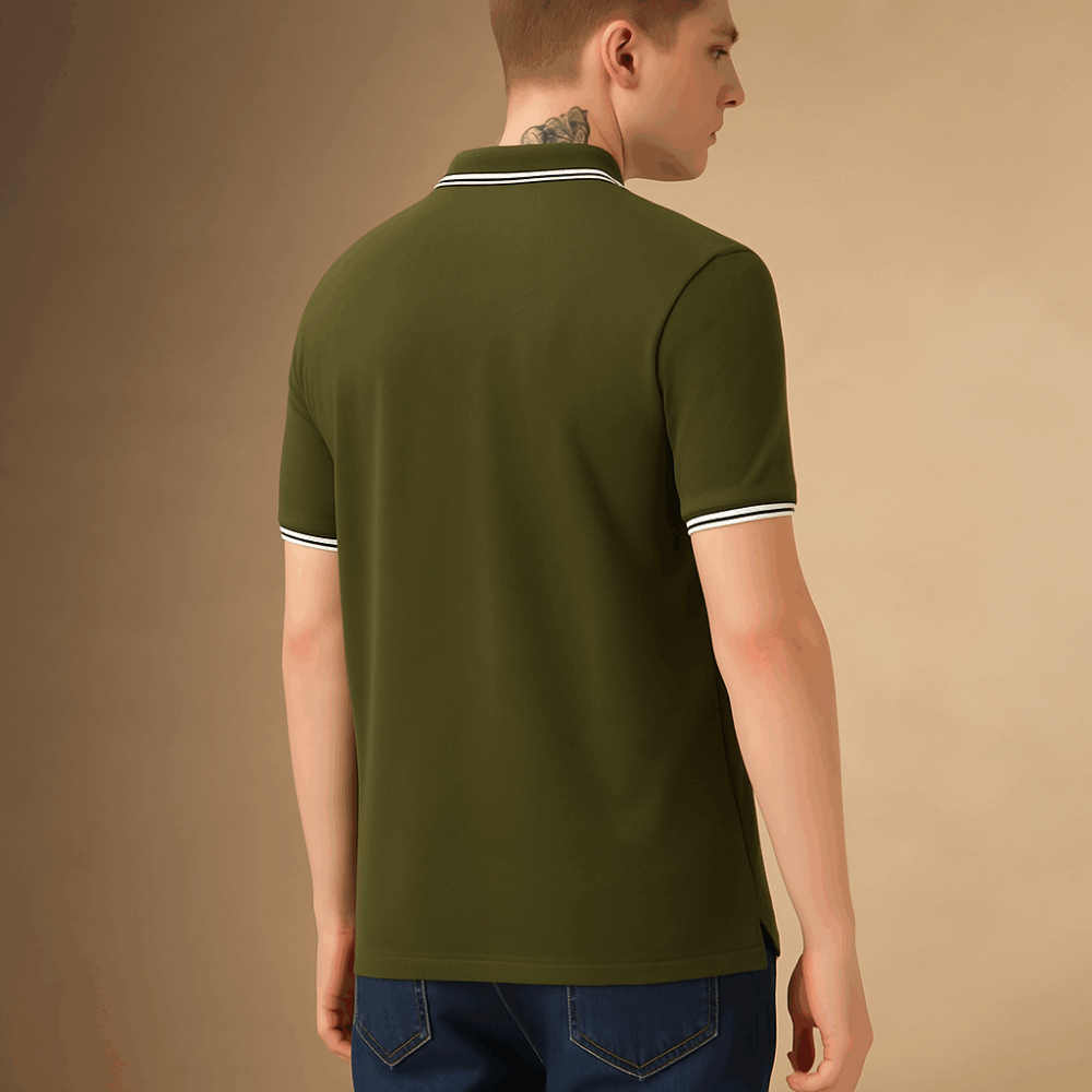 VANCY GREEN OLIVE SOLID POLO T-SHIRT - 66436 - Image 5