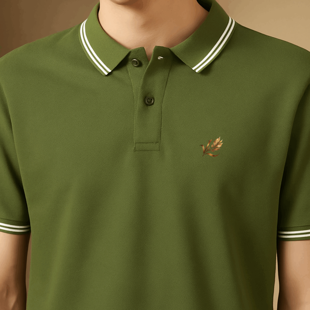 VANCY GREEN OLIVE SOLID POLO T-SHIRT - 66436 - Image 4