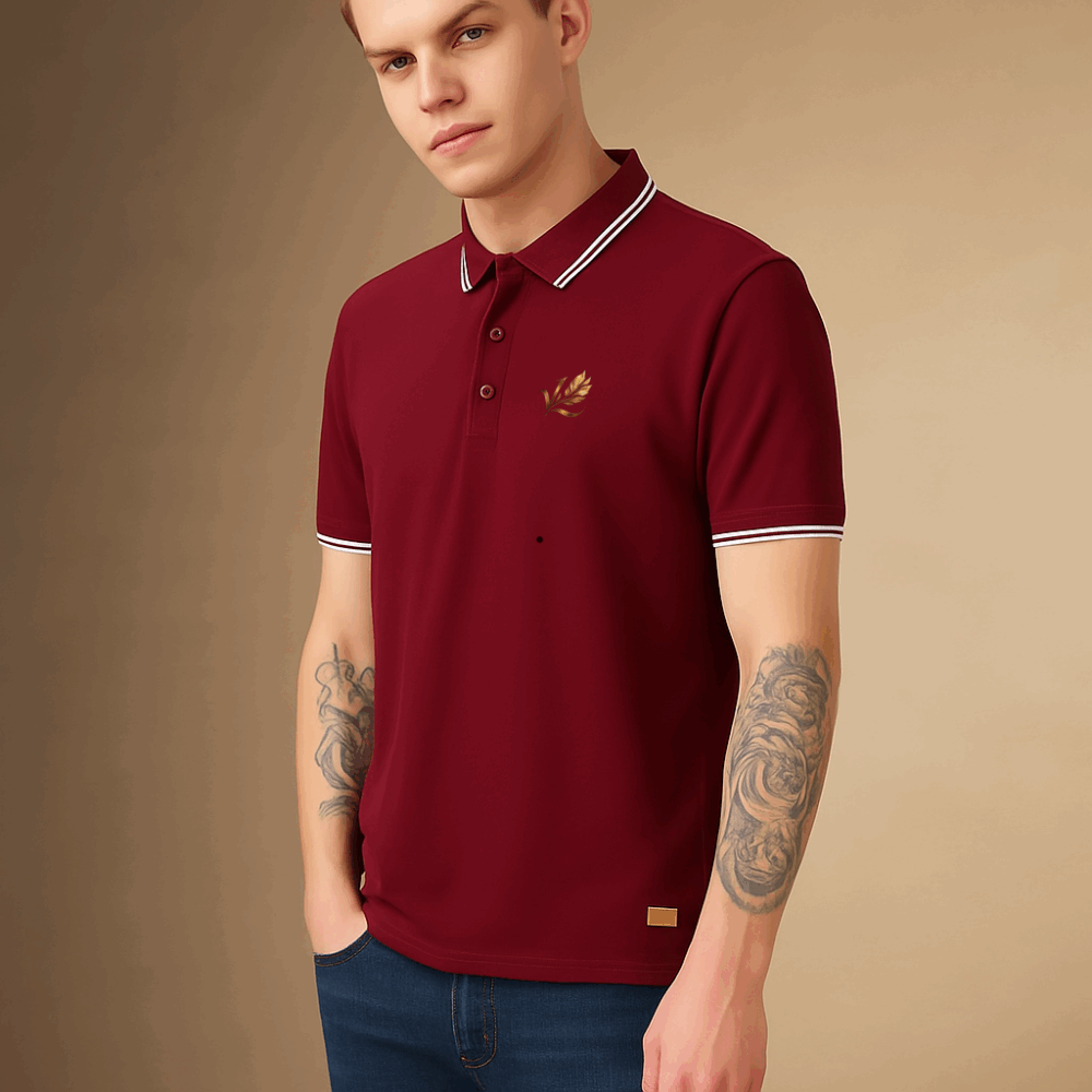 VANCY MAROON SOLID POLO T-SHIRT - 66437 - Image 5