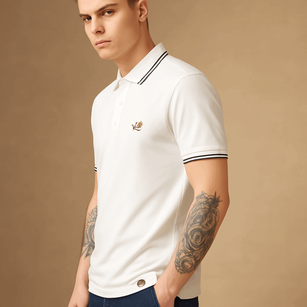 VANCY WHITE SOLID POLO T-SHIRT - 66435 - Image 3