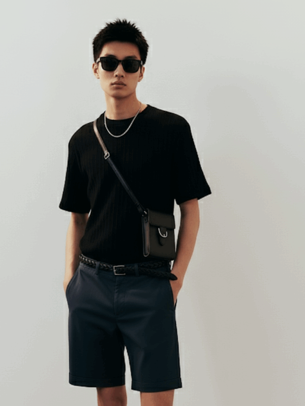 Solid Men Blue Chino Shorts
