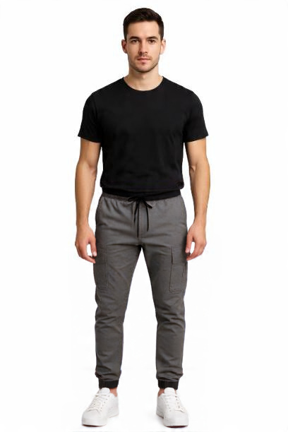 Solid Men Grey Cargo - Image 2