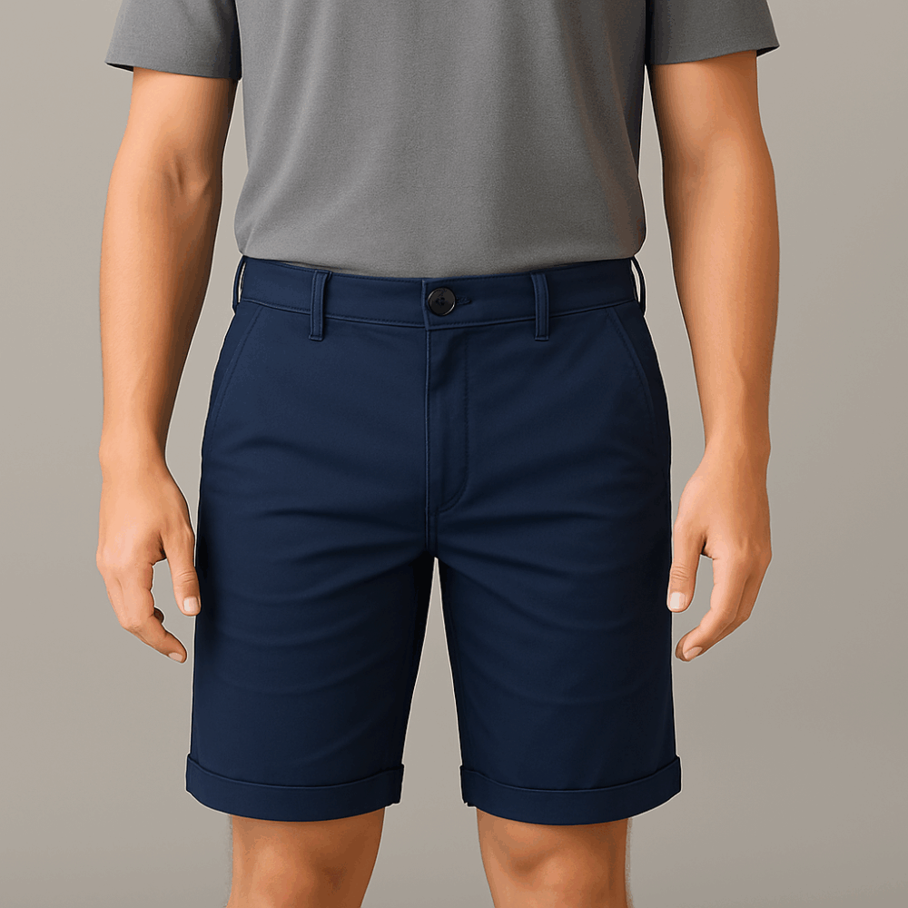 Solid Men Grey Chino Shorts - Image 2