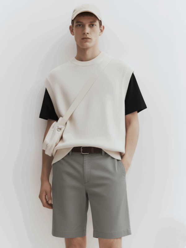 Solid Men Grey Chino Shorts