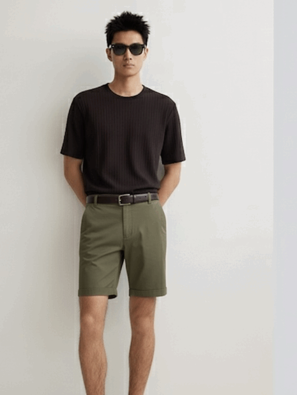 Solid Men Green Chino Shorts